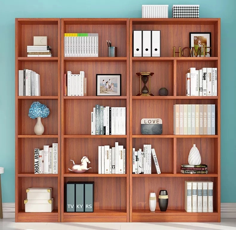 11solid Teak Wood Modern Glass Simple Living Room Bookcase Library Combined Wall Kids Bookshelf