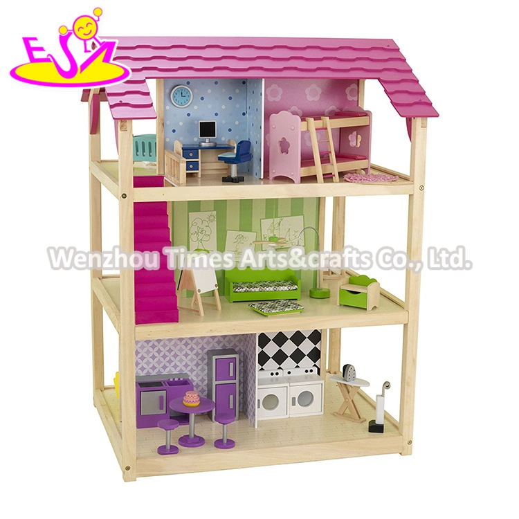 New Arrival America Style Wooden Pink Doll House for Girls W06A278