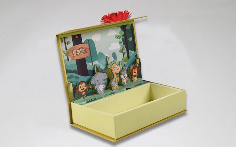 Magic Book Shape Christmas Eve Gift Box Foldable Paper Flat Pack Kid Toy Candy Chocolate Cookie Sweet Bonbon Packaging Box