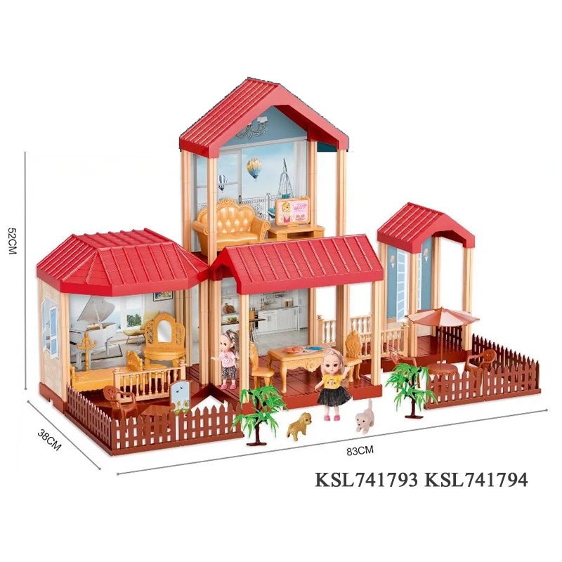 Factory Direct Sales Princess DIY Big Size Doll House Toys Girls Dream Family Furnitures Set Toy with Barbie Dolls and Light Exquisite Doll House