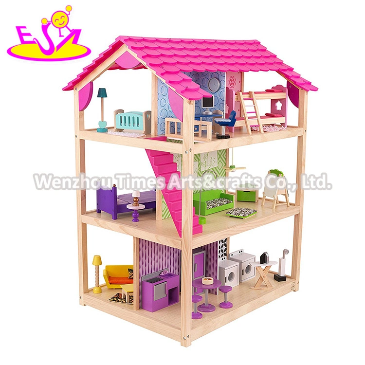 New Arrival America Style Wooden Pink Doll House for Girls W06A278