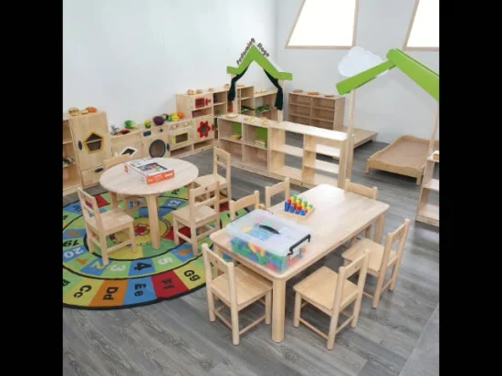 幼稚園用家具、幼稚園用教室用家具、学生向けのモダンな積み重ね可能な木製家具、幼稚園や保育園用の子供用家具